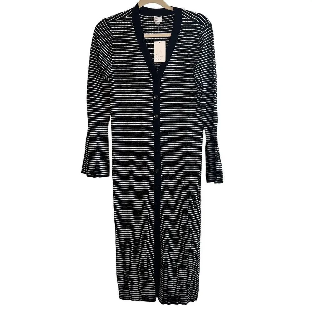NWT a new day Women's Long Sleeve Midi Striped Sweater dress Size L